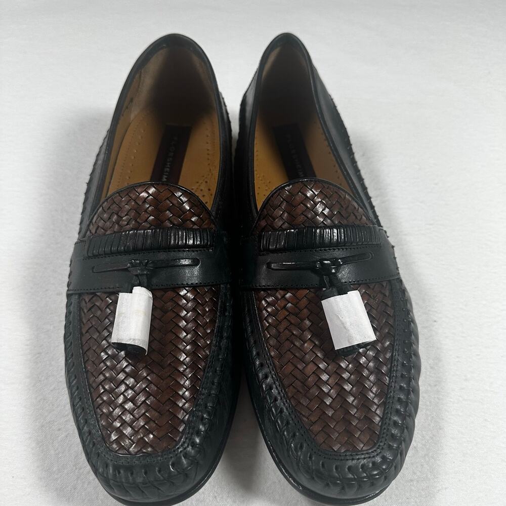 Vintage Florsheim Leather Basketweave Loafers NEW 11D